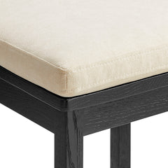 Jax Black/Linen Oak Wood Counter Stool With Wavy Razor Back and Cushion - Ornate Home