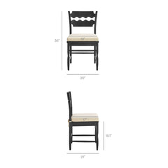 Jax Black/Linen Oak Wood Dining Chair With Wavy Razor Back and Cushion (Set of 2) - Ornate Home