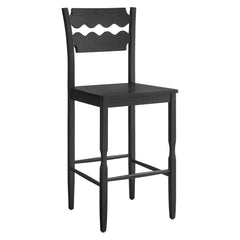 Jax Black Oak Wood Bar Stool With Wavy Razor Back - Ornate Home