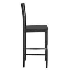 Jax Black Oak Wood Bar Stool With Wavy Razor Back - Ornate Home