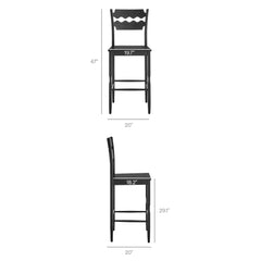 Jax Black Oak Wood Bar Stool With Wavy Razor Back - Ornate Home