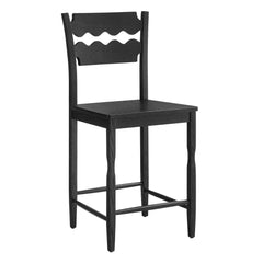 Jax Black Oak Wood Counter Stool With Wavy Razor Back - Ornate Home