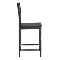 Jax Black Oak Wood Counter Stool With Wavy Razor Back - Ornate Home