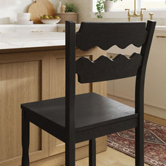 Jax Black Oak Wood Counter Stool With Wavy Razor Back - Ornate Home