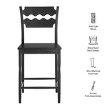 Jax Black Oak Wood Counter Stool With Wavy Razor Back - Ornate Home