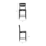 Jax Black Oak Wood Counter Stool With Wavy Razor Back - Ornate Home