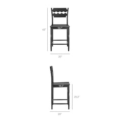 Jax Black Oak Wood Counter Stool With Wavy Razor Back - Ornate Home