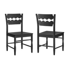 Jax Black Oak Wood Dining Chair With Wavy Razor Back (Set of 2) - Ornate Home