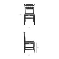 Jax Black Oak Wood Dining Chair With Wavy Razor Back (Set of 2) - Ornate Home