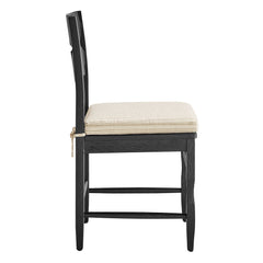 Jax Black/Oatmeal Stripe Oak Wood Dining Chair With Wavy Razor Back and Cushion (Set of 2) - Ornate Home