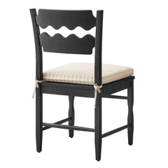 Jax Black/Oatmeal Stripe Oak Wood Dining Chair With Wavy Razor Back and Cushion (Set of 2) - Ornate Home