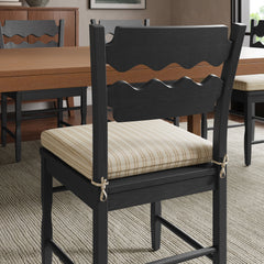 Jax Black/Oatmeal Stripe Oak Wood Dining Chair With Wavy Razor Back and Cushion (Set of 2) - Ornate Home