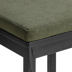 Jax Black/Sage Oak Wood Counter Stool With Wavy Razor Back and Cushion - Ornate Home