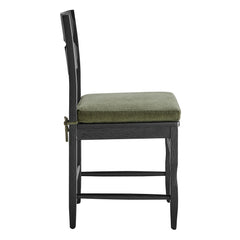 Jax Black/Sage Oak Wood Dining Chair With Wavy Razor Back and Cushion (Set of 2) - Ornate Home