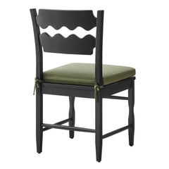 Jax Black/Sage Oak Wood Dining Chair With Wavy Razor Back and Cushion (Set of 2) - Ornate Home