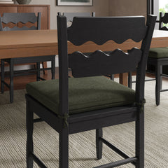 Jax Black/Sage Oak Wood Dining Chair With Wavy Razor Back and Cushion (Set of 2) - Ornate Home