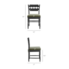 Jax Black/Sage Oak Wood Dining Chair With Wavy Razor Back and Cushion (Set of 2) - Ornate Home