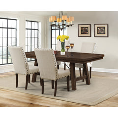Jax Cherry 5-Piece Dining Set with Table, 4 Upholstered Side Chairs - Ornate Home
