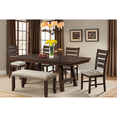 Jax Cherry 6-Piece Dining Set with Table, 4 Ladder Side Chairs & Bench - Ornate Home