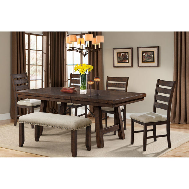 Jax Cherry 6-Piece Dining Set with Table, 4 Ladder Side Chairs & Bench - Ornate Home