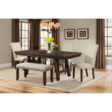 Jax Cherry 6-Piece Dining Set with Table 4 Upholstered Side Chairs & Bench - Ornate Home