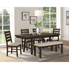 Jax Cherry 6PC Dining Set (72" Table + 4 Chairs + Bench) - Ornate Home
