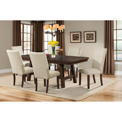 Jax Cherry 7-Piece Dining Set with Table & 6 Upholstered Side Chairs - Ornate Home