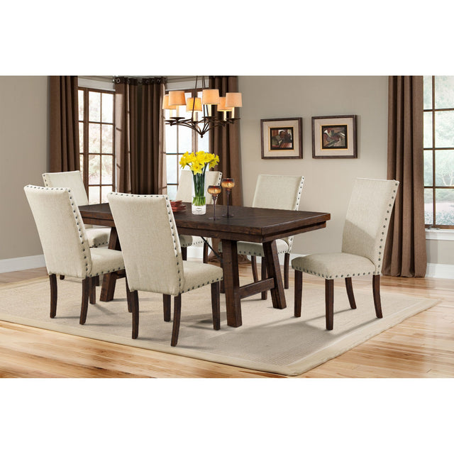 Jax Cherry 7-Piece Dining Set with Table & 6 Upholstered Side Chairs - Ornate Home