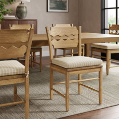 Jax Oatmeal Stripe Fabric Dining Chair Seat Cushion - Ornate Home