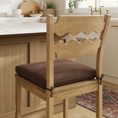 Jax Weathered Oak/Cocoa Oak Wood Counter Stool With Wavy Razor Back and Cushion - Ornate Home