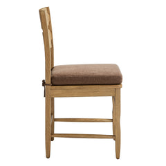 Jax Weathered Oak/Cocoa Oak Wood Dining Chair With Wavy Razor Back and Cushion (Set of 2) - Ornate Home