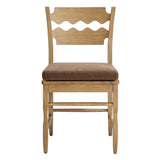 Jax Weathered Oak/Cocoa Oak Wood Dining Chair With Wavy Razor Back and Cushion (Set of 2) - Ornate Home