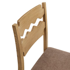 Jax Weathered Oak/Cocoa Oak Wood Dining Chair With Wavy Razor Back and Cushion (Set of 2) - Ornate Home
