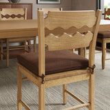 Jax Weathered Oak/Cocoa Oak Wood Dining Chair With Wavy Razor Back and Cushion (Set of 2) - Ornate Home