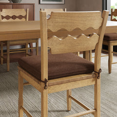Jax Weathered Oak/Cocoa Oak Wood Dining Chair With Wavy Razor Back and Cushion (Set of 2) - Ornate Home