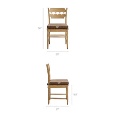 Jax Weathered Oak/Cocoa Oak Wood Dining Chair With Wavy Razor Back and Cushion (Set of 2) - Ornate Home