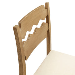 Jax Weathered Oak/Linen Oak Wood Bar Stool With Wavy Razor Back and Cushion - Ornate Home