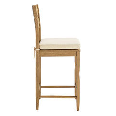 Jax Weathered Oak/Linen Oak Wood Counter Stool With Wavy Razor Back and Cushion - Ornate Home