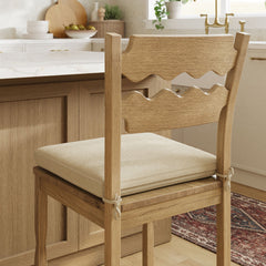 Jax Weathered Oak/Linen Oak Wood Counter Stool With Wavy Razor Back and Cushion - Ornate Home