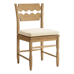 Jax Weathered Oak/Linen Oak Wood Dining Chair With Wavy Razor Back and Cushion (Set of 2) - Ornate Home