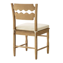 Jax Weathered Oak/Linen Oak Wood Dining Chair With Wavy Razor Back and Cushion (Set of 2) - Ornate Home