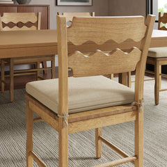 Jax Weathered Oak/Linen Oak Wood Dining Chair With Wavy Razor Back and Cushion (Set of 2) - Ornate Home