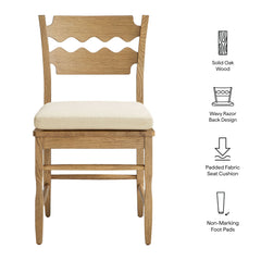 Jax Weathered Oak/Linen Oak Wood Dining Chair With Wavy Razor Back and Cushion (Set of 2) - Ornate Home