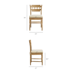 Jax Weathered Oak/Linen Oak Wood Dining Chair With Wavy Razor Back and Cushion (Set of 2) - Ornate Home