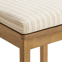 Jax Weathered Oak/Oatmeal Stripe Oak Wood Bar Stool With Wavy Razor Back and Cushion - Ornate Home