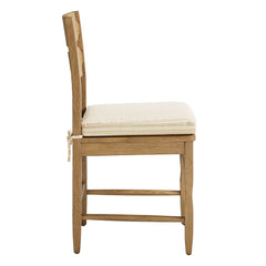 Jax Weathered Oak/Oatmeal Stripe Oak Wood Dining Chair With Wavy Razor Back and Cushion (Set of 2) - Ornate Home