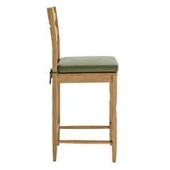 Jax Weathered Oak/Sage Oak Wood Counter Stool With Wavy Razor Back and Cushion - Ornate Home