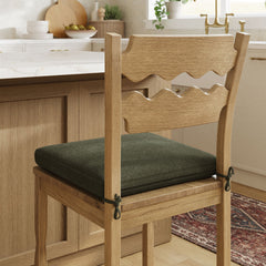 Jax Weathered Oak/Sage Oak Wood Counter Stool With Wavy Razor Back and Cushion - Ornate Home