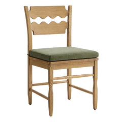 Jax Weathered Oak/Sage Oak Wood Dining Chair With Wavy Razor Back and Cushion (Set of 2) - Ornate Home