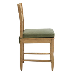 Jax Weathered Oak/Sage Oak Wood Dining Chair With Wavy Razor Back and Cushion (Set of 2) - Ornate Home